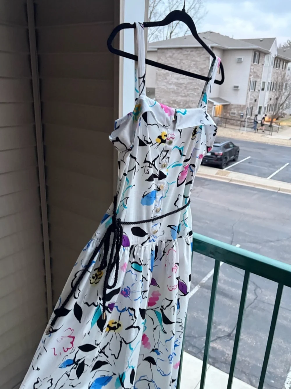 🆕🌸🦋Karl Lagerfeld Paris Floral Midi Cotton Pockets Dress White Summer Size4 6 12 - Picture 5 of 17